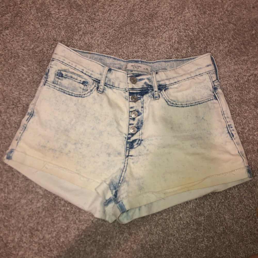 Abercrombie Light Wash High Rose Denim Shorts